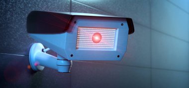 Bir güvenlik Cctv kamera sistemi - 3d işleme görünümünü