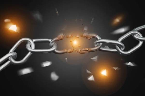 View Weak Link Broken Chain Exploding Render — Stock Photo, Image