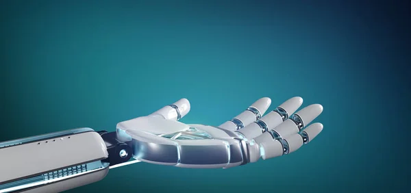Widok Strony Robot Cyborg Jednolite Tło Renderowania — Zdjęcie stockowe