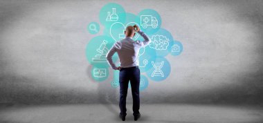 Tıbbi simge ve bağlantı 3d render bir Businessmanin ön görünümü