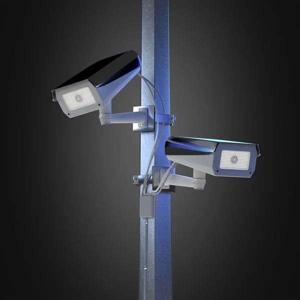 View of a Street security cctv camera isolated on a background - 3d rendering