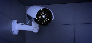 Bir güvenlik Cctv kamera sistemi - 3d işleme görünümünü