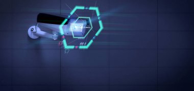 Algılanan bir saldırı - 3d render hedefleme bir güvenlik kamerasının görüş