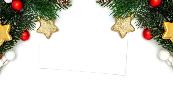 View Blank Christmas Holidays Greeting Card White Background — Stock Photo, Image