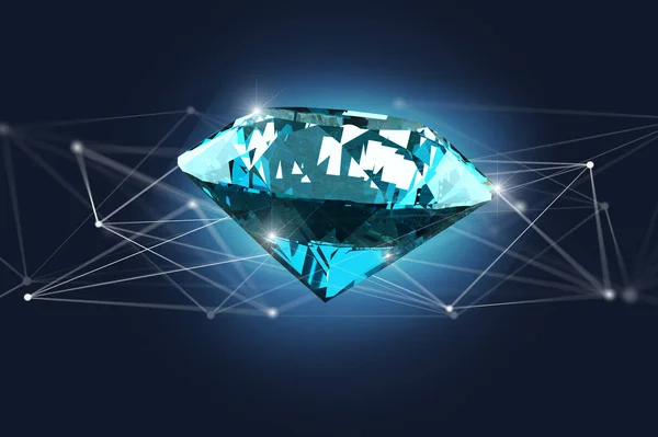 Veiw Gyémánt Előtt Kapcsolatok Render Shinning — Stock Fotó