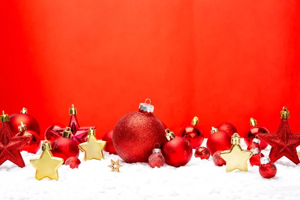 Vista Natal Vermelho Feriados Decoração Fundo Vermelho — Fotografia de Stock