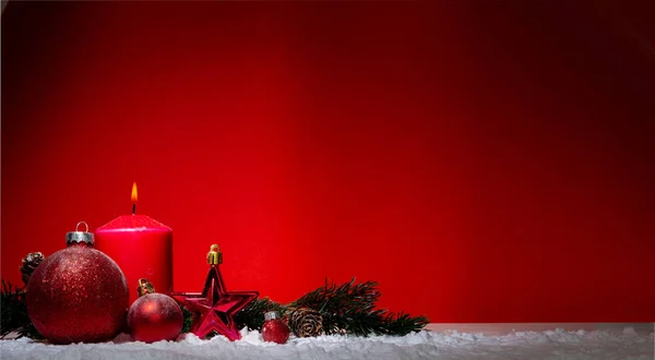 Vue Décoration Noël Rouge Sur Fond Rouge — Photo