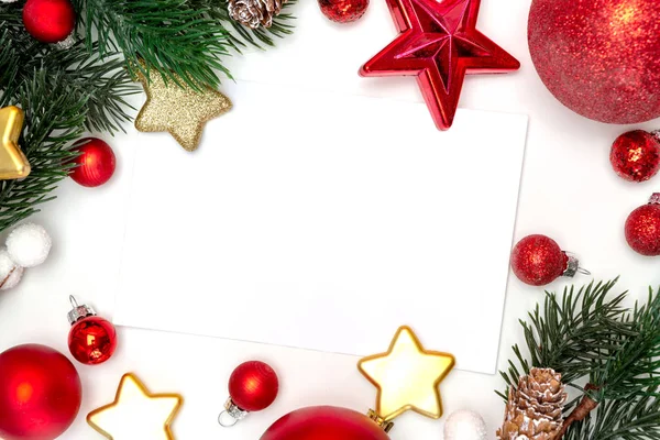 Vista Delle Vacanze Natale Bianco Biglietto Auguri Sfondo Bianco — Foto Stock