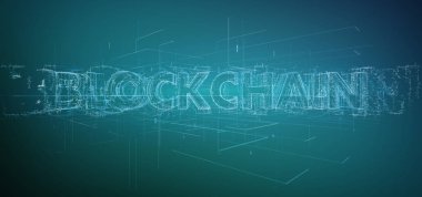 Bir arka plan üzerinde izole bir Blockchain başlık görünümü