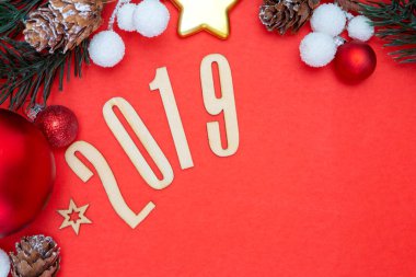 Noel tatil dekorasyonu ile 2019 yeni yıl kompozisyon görünümünü