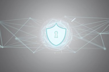 Bir güvenlik koruma simgesi görünümü üzerinde bir futuristik bir arayüze 