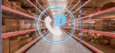 Bir ambar arka plan 3d render bir müşteri hizmeti kavramının görünüm