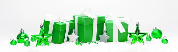 View Green Christmas Holidays Decoration White Background — Stock Photo, Image