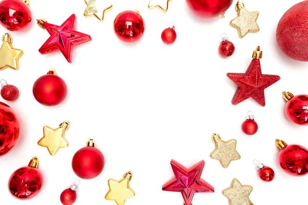 Weergave Van Rode Kerst Vakantie Decoratie Een Witte Achtergrond — Stockfoto