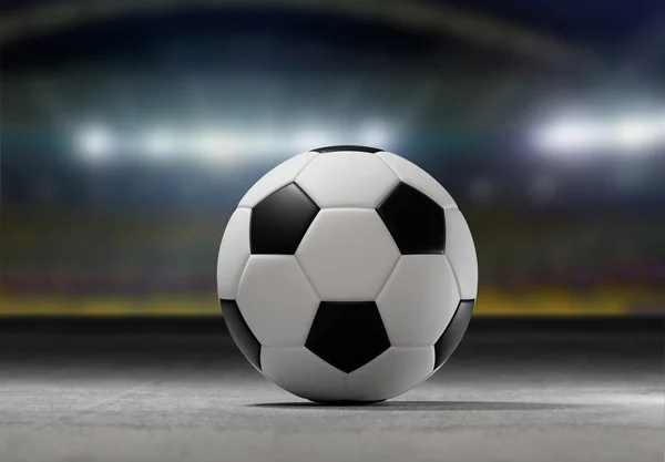 Вид Футбольного Мяча Поле Городского Стадиона Рендеринг — стоковое фото