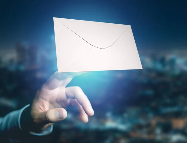 View of Envelope message displayed on a futuristic email interface - 3d rendering