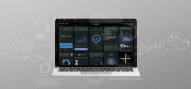 Laptop bir arka plan üzerinde izole ekranda görüntülemek businessuser arabirim veri ile