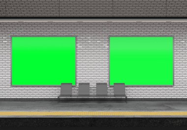 Bir metro Billboard reklam - 3d işleme görünümünü kadar alay