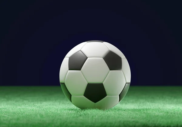 Προβολή Μιας Μπάλας Ποδοσφαίρου Στο Πεδίο Ενός Γηπέδου Rendering — Φωτογραφία Αρχείου