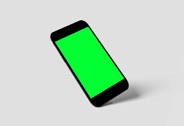 Vista Exagerada Smartphone Isolado Fundo Com Sombra Renderização — Fotografia de Stock
