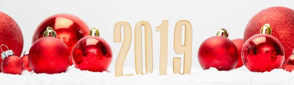 Blick Auf Eine Neujahrskomposition 2019 Mit Weihnachtsdekoration — Stockfoto