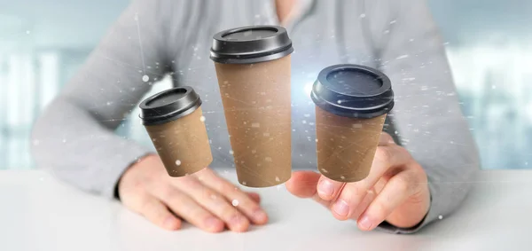 View Group Cardbox Coffee Cup Connection Rendering — Stock Photo, Image