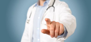 İşaret parmağını Klinikteki doktor görünümünü