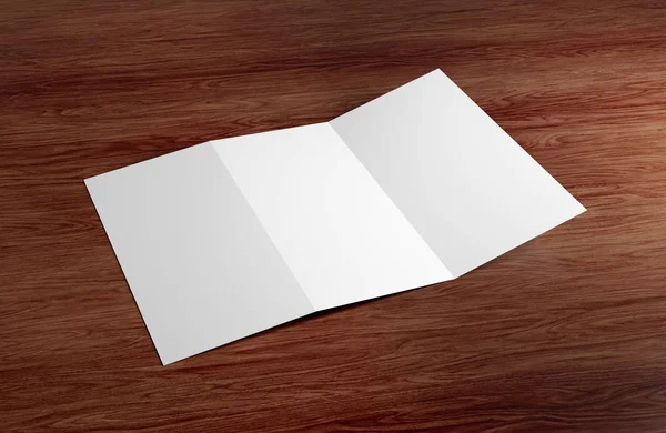 つ折りパンフレットのモックアップをビュー レンダリング — ストック写真