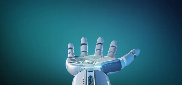 Visualizzazione Una Mano Robot Cyborg Uno Sfondo Uniforme Rendering — Foto Stock