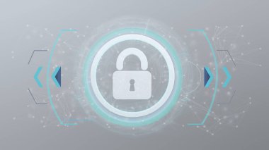 Bir teknoloji güvenlik simgesi görünümünü bir arka plan üzerinde 3d render izole bir daire