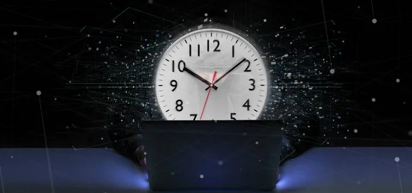 Syn Man Som Håller Klocka Timer Rendering — Stockfoto