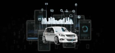 Çoklu ortam simgesini ve şehir harita o ile Pano smartcar arayüzü