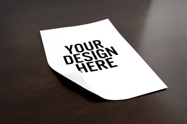 Bir yaprak kağıda gölge bir zemin üzerine izole, alay et