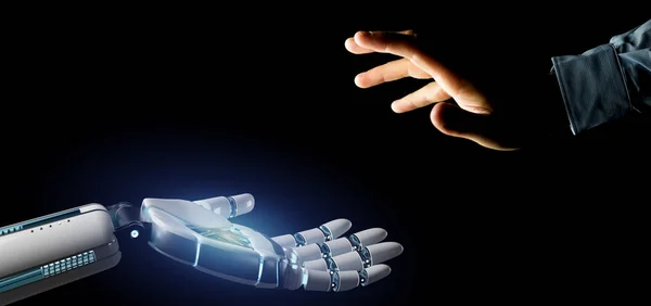 Cyborg robô mão em um fundo uniforme 3d renderização — Fotografia de Stock
