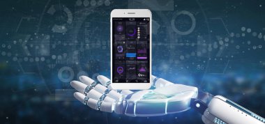 Cyborg el Smartphone kullanıcı arabirimi veri s ile tutarak
