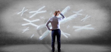 İşadamı grubuyla Dna içinde kromozom önünde