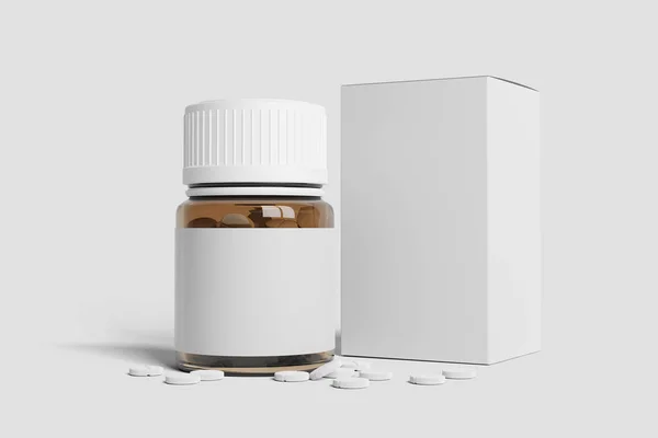 Farmaceutické obaly maketa - 3d vykreslování — Stock fotografie