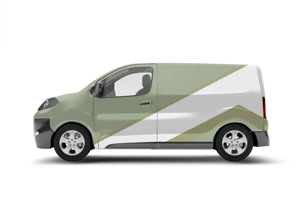 Mock up de uma van em um fundo branco - renderização 3d — Fotografia de Stock