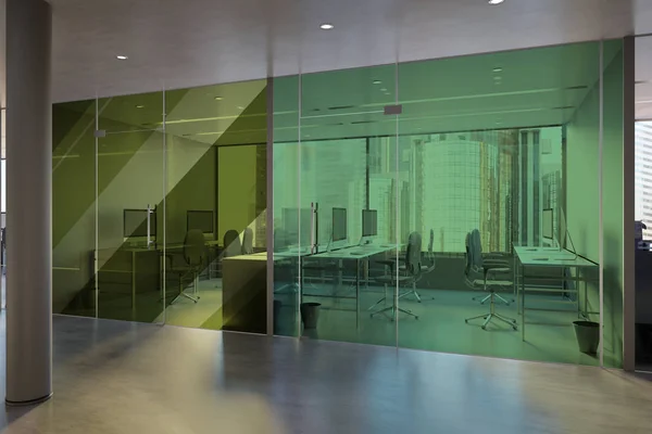 玻璃办公室墙体模型-3d 渲染 — 图库照片