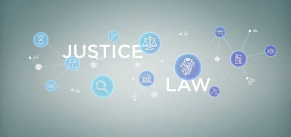 3d 렌더링 데이터로 ofjustice와 법률 아이콘 거품 구름 — 스톡 사진