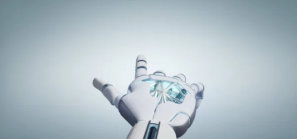 Cyborg robot ręka na jednolitym tle renderowania 3d — Zdjęcie stockowe