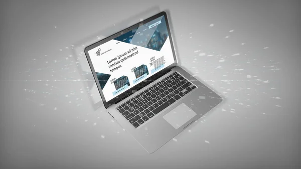 Laptop med business webbplats mall på skärmen isolerad på — Stockfoto