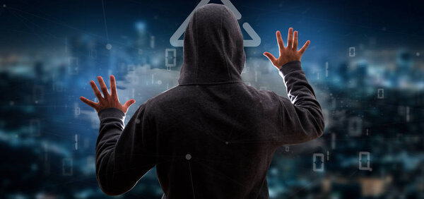 Мужчина взломал бинарное облако с помощью интернет-стрелки 3d renderi
