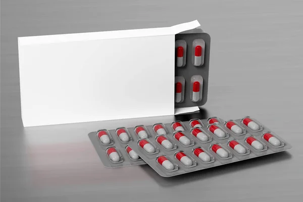 Embalagem Farmacêutica Mockup - renderização 3d — Fotografia de Stock