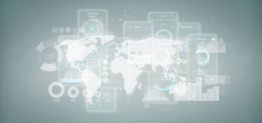 Kullanıcı arabirimi ekranlarını simgesi, istatistikleri ve veri 3d render ile