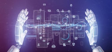 Cyborg el kullanıcı arabirimi ekranlarını simgesi, istatistikleri ile tutarak ve 