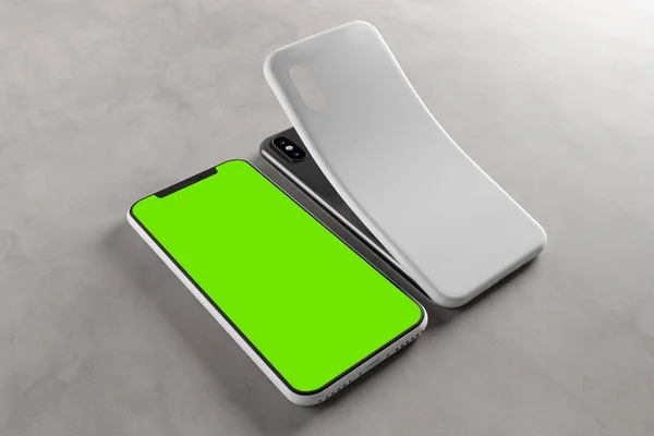 Tela de Smartphone e caso Mockup - renderização 3d — Fotografia de Stock