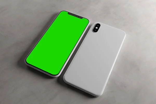 Smartphone scherm en zaak Mockup - 3d rendering — Stockfoto