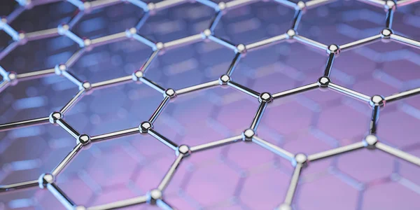 Molekulare Struktur der Graphen-Nanotechnologie auf lila-rosa Ba — Stockfoto