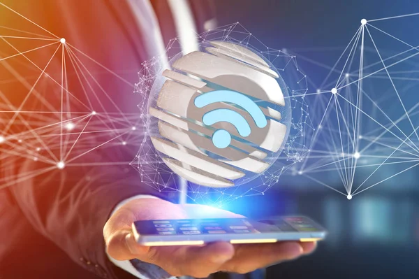 Simbolo Wifi visualizzato in una sfera affettata - rendering 3d — Foto Stock